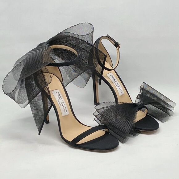 Jimmy Choo Aveline bow detail sandals size 37.5 - Picture 3 of 13